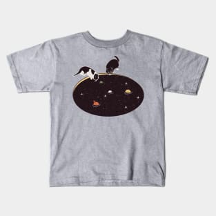 Cat in the pond universe Kids T-Shirt